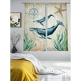 thumbnail image 4 of Vintage Ocean Sheer Curtains 72 Inch Long 2 Panels, Whale Starfish Seagrass Coral Compass Nautical Light Filtering Rod Pocket Curtains, Sheer Voile Drapes for Living Room Bedroom, 52"x72", 4 of 8