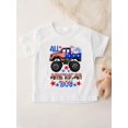 thumbnail image 1 of Cotton Short Sleeved Boy All American Boy Letter Print And American Flag Style Truck Pattern Print Comfortable Casual Round Neck T-shirt, 1 of 8