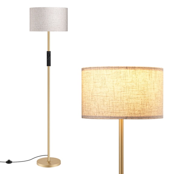 EDISHINE 63.6'' Gold Floor Lamps for Living Room, With Remote Control And LED Bulb Included