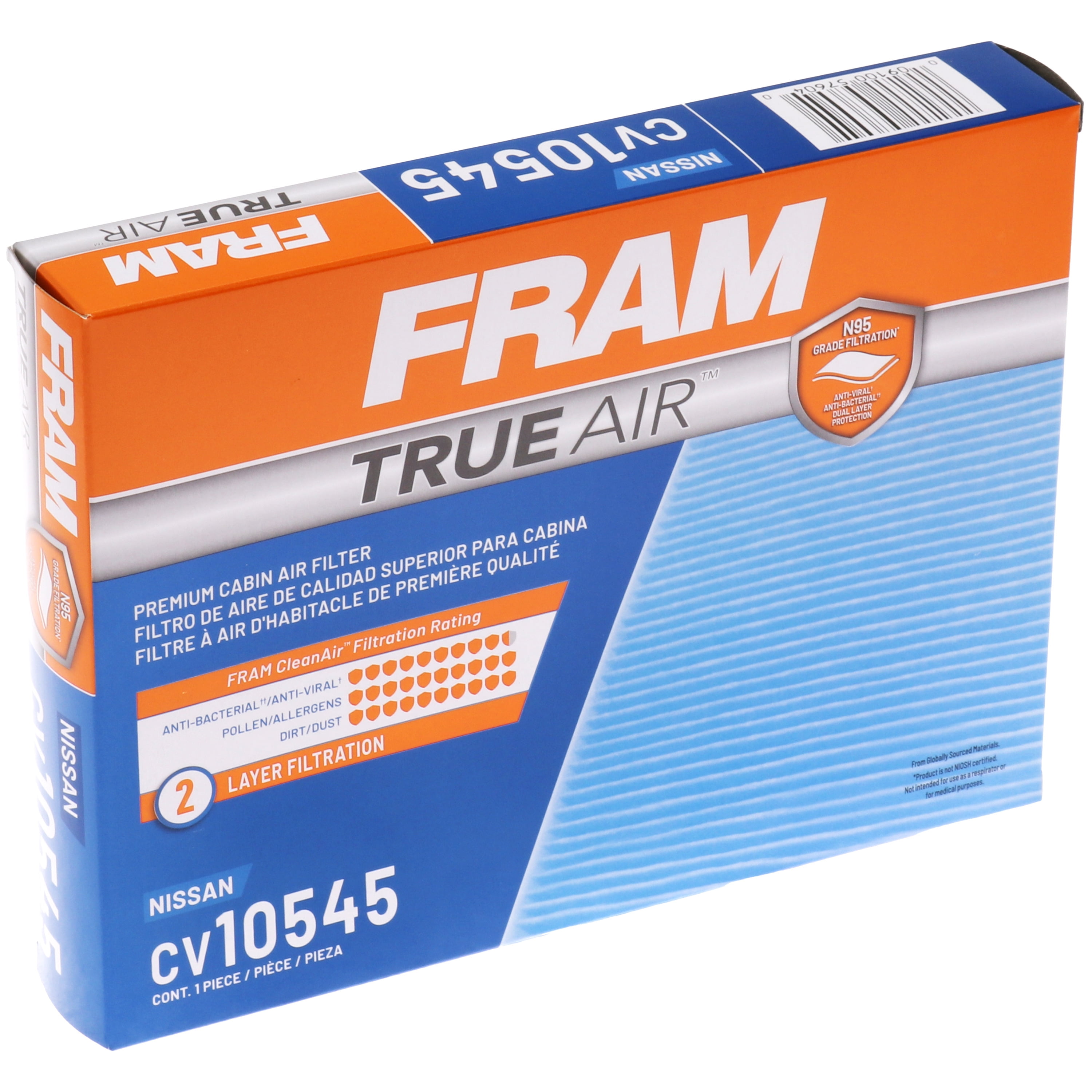 FRAM CV10545 TrueAir Premium Cabin Air Filter with N95 Grade Filter