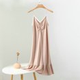 thumbnail image 2 of ibuvkizy Nightgowns for Women Summer Nightgowns Casual Round Neck Sleeveless Sleepshirts Loose Solid Pleated Soft Nightshirt Sleepwear Dress Khaki XL, 2 of 7