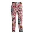 thumbnail image 4 of Fabrcox Christmas Tree Printed Printed Pajama Pants for Men Elastic Waist Drawstring Lounge Bottoms Straight Leg Light Weight Women Loungewear with Pockets Pink M, 4 of 4