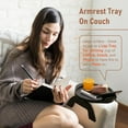 thumbnail image 3 of Couch Arm Tray Bamboo Sofa Clip on Side Table Foldable Couch Armrest Table with 掳 Phone Holder Food Trays for Eating/Drinks/Snacks/Remote, 3 of 9