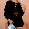thumbnail image 4 of Hauts de Noël pour Femmes Mignons T-Shirts Imprimés Raglan Manches Longues Chandail Décontracté Col Rond Chandail en Molleton Ample Confortable Hauts A1, 4 of 7