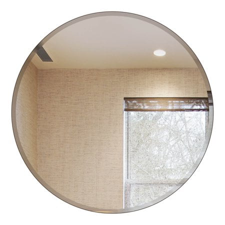 Fab Glass and Mirror Beveled Polished Frameless Wall Mirror with Hooks, 18" x 18", Silver