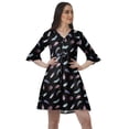 thumbnail image 1 of Moomaya Robe Chemise en Crêpe Poly pour Femmes Manches à Volants Imprimées Tenue d'Été Décontractée, 1 of 4