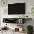 thumbnail image 6 of Floating TV Stand, White Floating TV shelf, Wall Mounted Media Console Entertainment Center for 55 inch TV, Storage Cabinet Under TV, Walnut, 6 of 6
