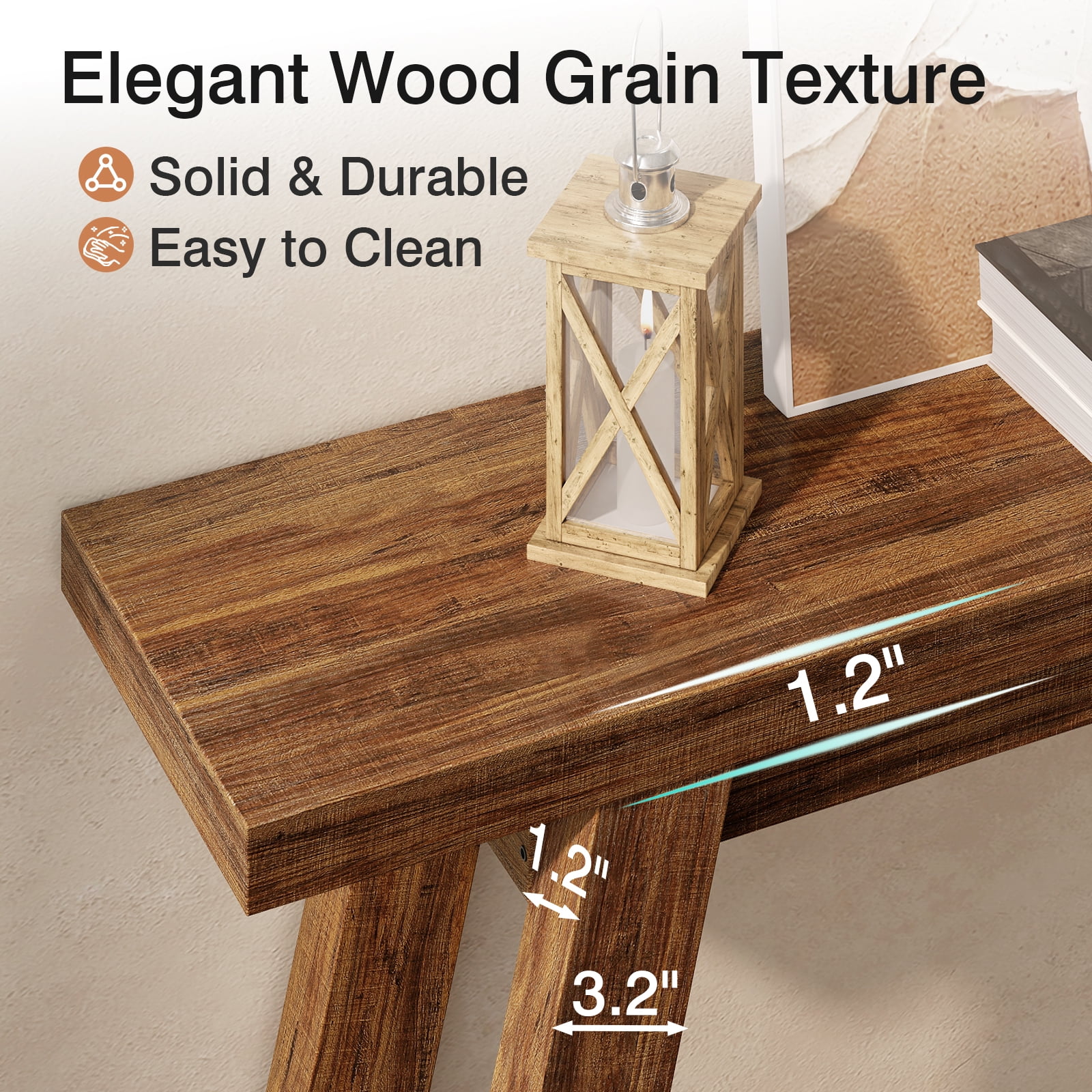 54" Farmhouse 2-Tier Console Table ,Wooden Entryway Sofa Table, Brown