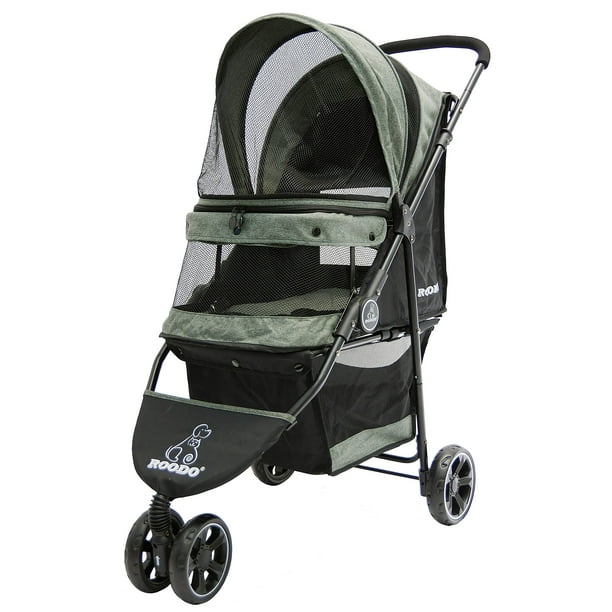 ROODO Cochecito para mascotas de 3 ruedas, el mejor cochecito para mascotas, ligero, plegable, compacto, portátil, para viajes todo terreno, equipo para mascotas, cochecito para cachorros y gatos de h
