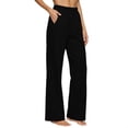thumbnail image 3 of VBVC Women's Wide Leg Stretchy Sweatpants , Casual Elastic Waist Pants For Women, Ladies' Loose Fit Soft Trousers with Pockets, Black , S-2XL, 3 of 7