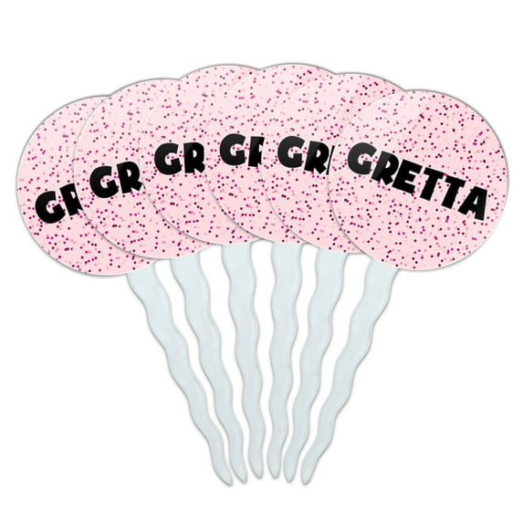Gretta Cupcake Picks Toppers - Set of 6 - Pink Speckles