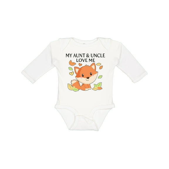 Inktastic My Aunt and Uncle Love Me- Little Fox Boys or Girls Long Sleeve Baby Bodysuit