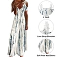 thumbnail image 3 of Frontwalk Bohemian Long Dress for Women V Neck Kaftan Maxi Dresses Women Cold Shoulder Travel Summer Beach Dress, 3 of 5