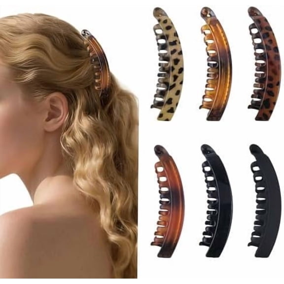 6 count Banana Hair Clips  Grip Non Slip Hair Claws for Thick Hair Women Hair Accessories  Set(Leopard print)