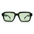 thumbnail image 4 of Classy Rectangle Horn Rim Minimal Fashion Retro Vintage Sunglasses All Green, 4 of 8