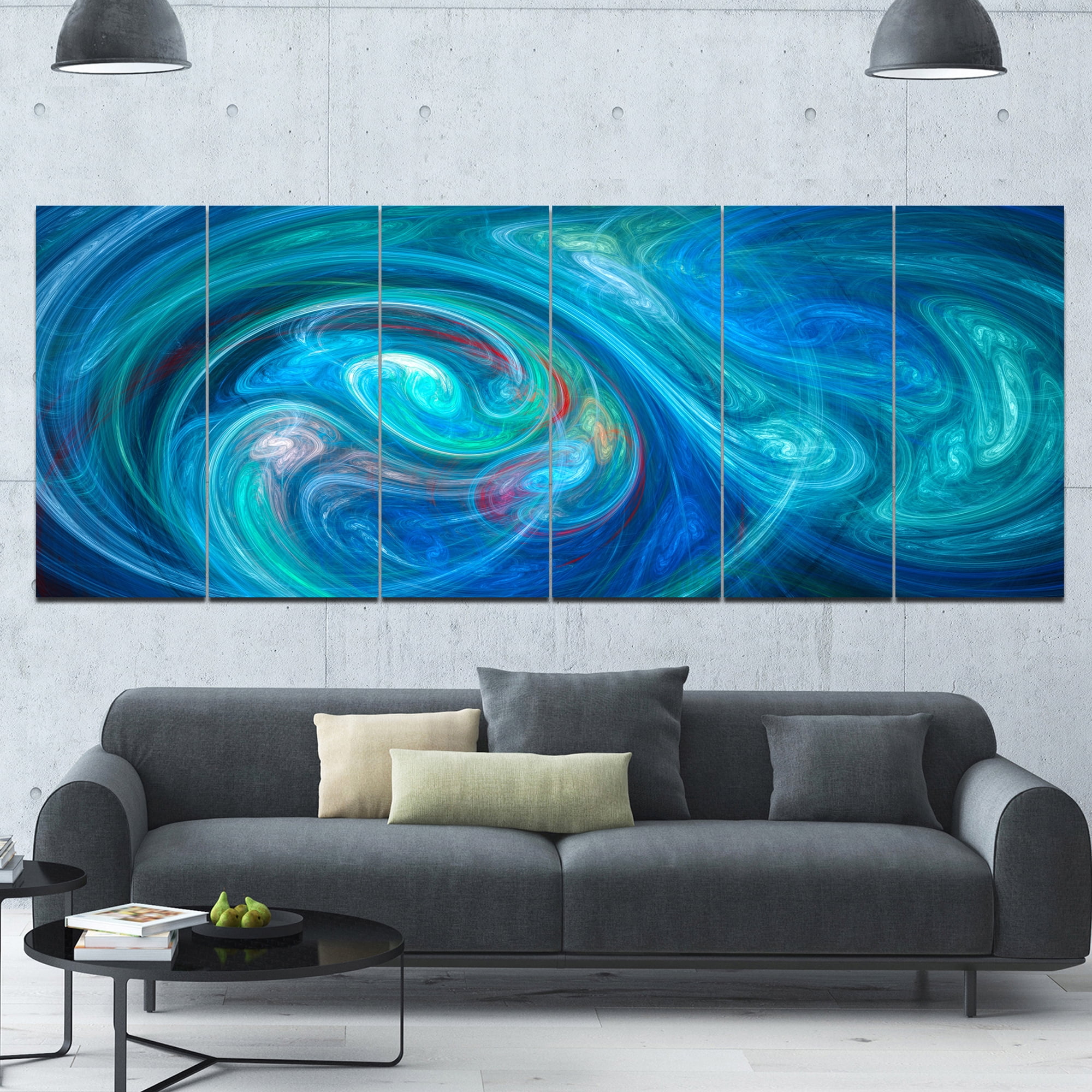 Designart 'Dark Blue Fractal Abstract Texture ' Abstract Canvas Wall Art