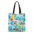 thumbnail image 1 of NUDECOR Sac Fourre-Tout en Toile Motifs de Sports Extrêmes pour Vacances d'Été Activité Dessin Animé Sac à Provisions Réutilisable, 1 of 1