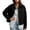 Black Z, variant on Hooded Buffalo Plaid Fleece Jacket for Women - Cozy Button Down Sherpa Coat with Drawstring Hood for Cold Weather Lounging and Casual Winter Outings