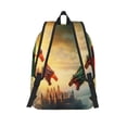 thumbnail image 2 of Lsque Castle Red Green Sky Dragon Pattern Canvas Daypack, Durable Backpack, High-quality Versatile Backpack,Vintage Compact Backpack-Small, 2 of 6