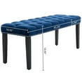 thumbnail image 2 of Jopath Upholstered Tufted Bench Ottoman , Velvet Dining Bench Bedroom Bench Footrest Stool Accent Bench for Entryway Dining Room Living Room, Blue, 2 of 6