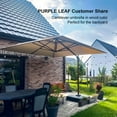 thumbnail image 4 of PURPLE LEAF 11FT Deluxe Square Wood Grain Patio Umbrella, Large Offset Cantilever Umbrella with 360° Rotation, Beige, 4 of 15