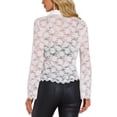 thumbnail image 3 of INSPIRAR CHIC Blusas de Mujer con Manga Larga de Campana, Cuello en V, Encaje, Con Botones, Color Blanco, 3 of 5