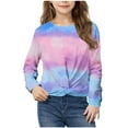 thumbnail image 4 of Girls Shirts Long Sleeve Tops Gradient/Graphic Tees Twist Knot Blouses Casual Spring Fall Clothes (11 Years, Blue 03), 4 of 7