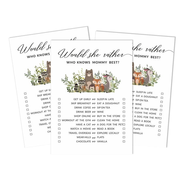 Inkdotpot Leaves & Animals 50-PackWho Knows Mommy BestBaby Shower GameCards Gender Neutral FunActivity Cards