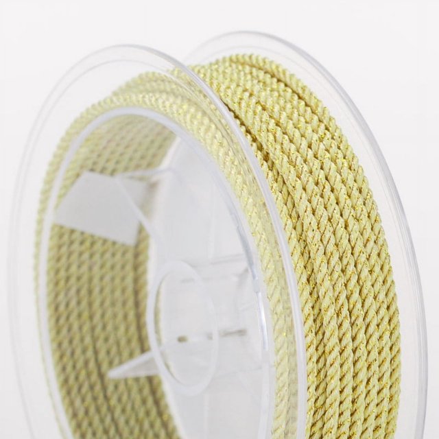 Nvzi Cuerda trenzada decorativa de 2 mm y 5 yardas para manualidades, color amarillo claro