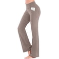 thumbnail image 2 of Hpapadks Yoga Pants Women High Waisted Casual Solid Flared Yoga Trousers with Pocket Gym Pants Women Khaki XXL, 2 of 6