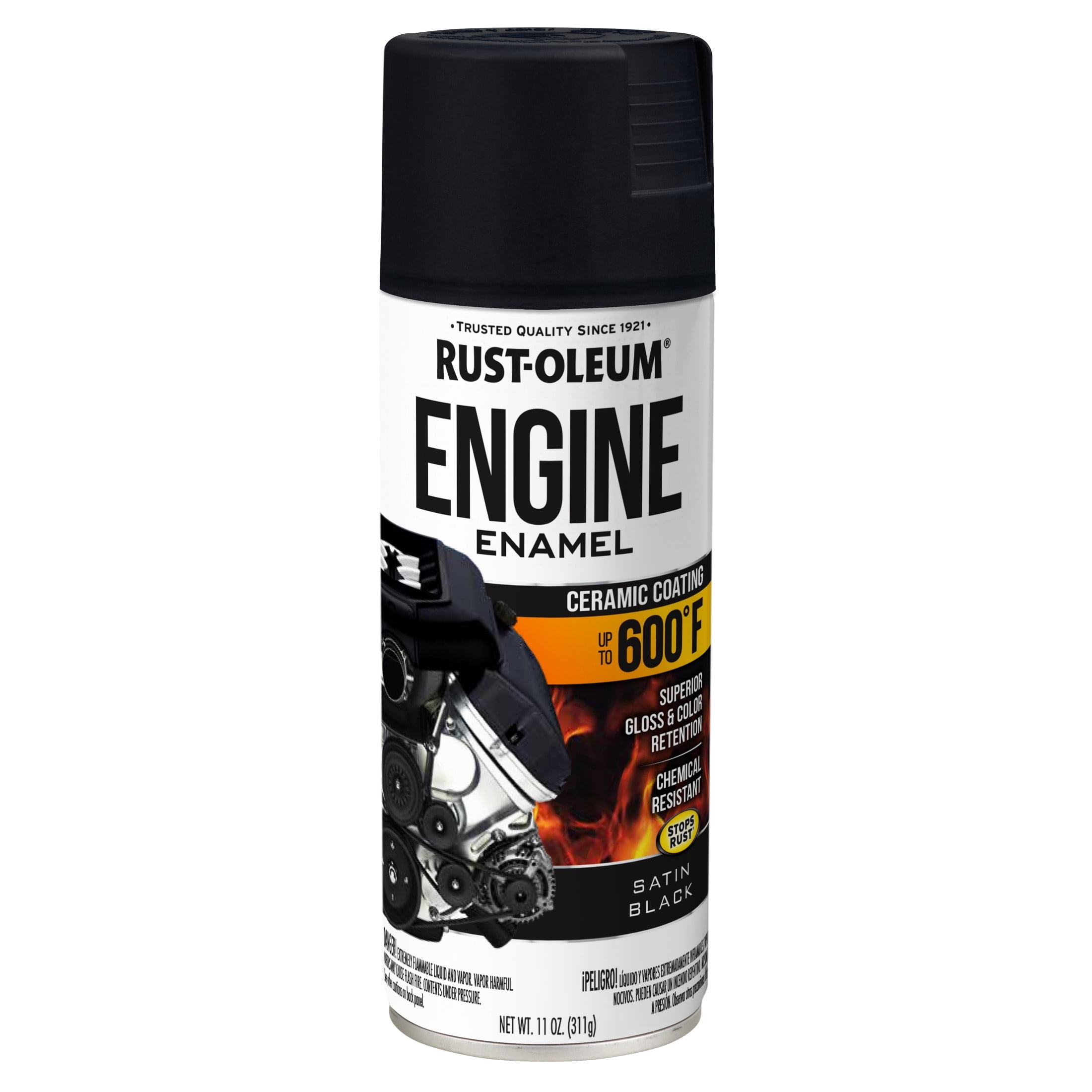Rust-Oleum Automotive 600°F Engine Enamel Satin Black Spray Paint-363568, 11 oz, 6 Pack