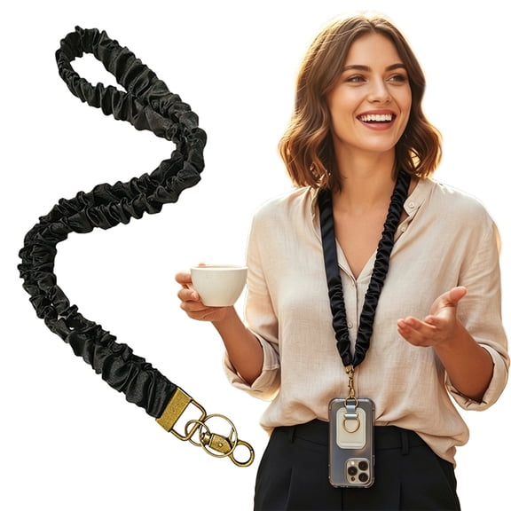 Xingjin Phone Lanyard, Scrunchie Lanyard with Metal Clasp, Stretchy Soft Neck Wrist Strap for ID Badge Keys Cell Phone