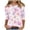 Pink, variant on Trendfront Womens Crew Neck 3/4 Sleeve Tops Oversized Loose Fit Flower Floral Tees Graphic Pattern Printed Casual T-Shirts