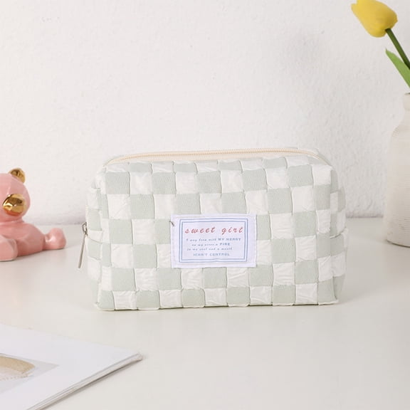 Big Capacity Pencil Case,ins Wind Japanese Checkerboard Frame Pencil Bag High Value Stationery Box Large Capacity Pencil Case,A