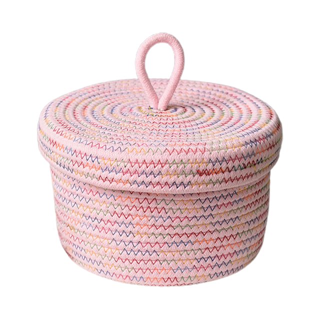 Decorative Baskets Storage Desktop Face Tonic With Cover Weave Cotton Household For Shelves And Coffee Table Box
