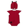 thumbnail image 3 of TFEOQRY 3-24M Newborn Infant Little Devil Bodysuit Outfit Set with Horned Hat Sleeveless Outfit Red, 3 of 5