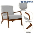 thumbnail image 4 of Accent Chair Fabric Upholstery Light Grey Armchair with Wooden Frame, for Living Room Bedroom, 4 of 8