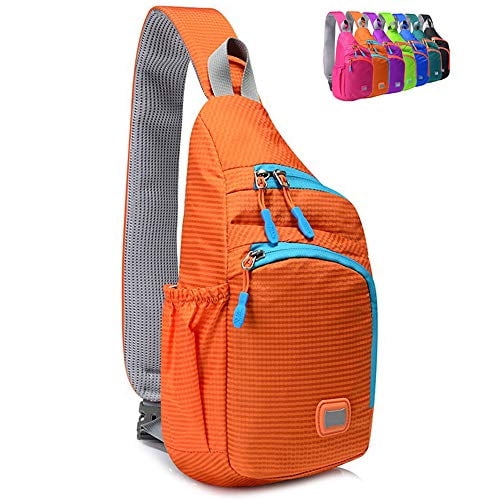 Peicees Pequeña Mochila de Hombro Impermeable unisex Mochila de Día Cruzada al Pecho Naranja