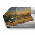 thumbnail image 3 of Italian Soft Flannel Fleece Throw Blanket, Photo of Mediterranean Rural in the Valley with a Small Lake Nature, Cozy Plush for Indoor and Outdoor Use, 50" x 60", Blue Yellow Green, by Ambesonne, 3 of 6