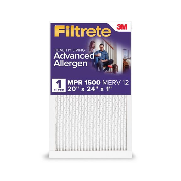 Filtrete 20x24x1, MERV 12, Advanced Allergen Reduction HVAC Furnace Air Filter, 1500 MPR