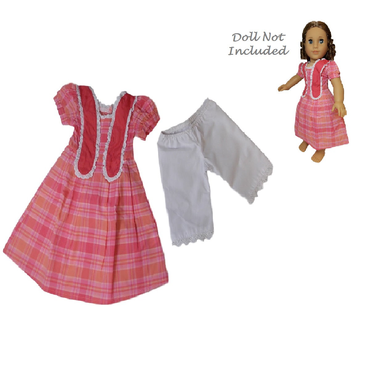 American Girl Doll Marie Grace Clothes Meet Outfit Dress Pantaloons Pink for sale online 