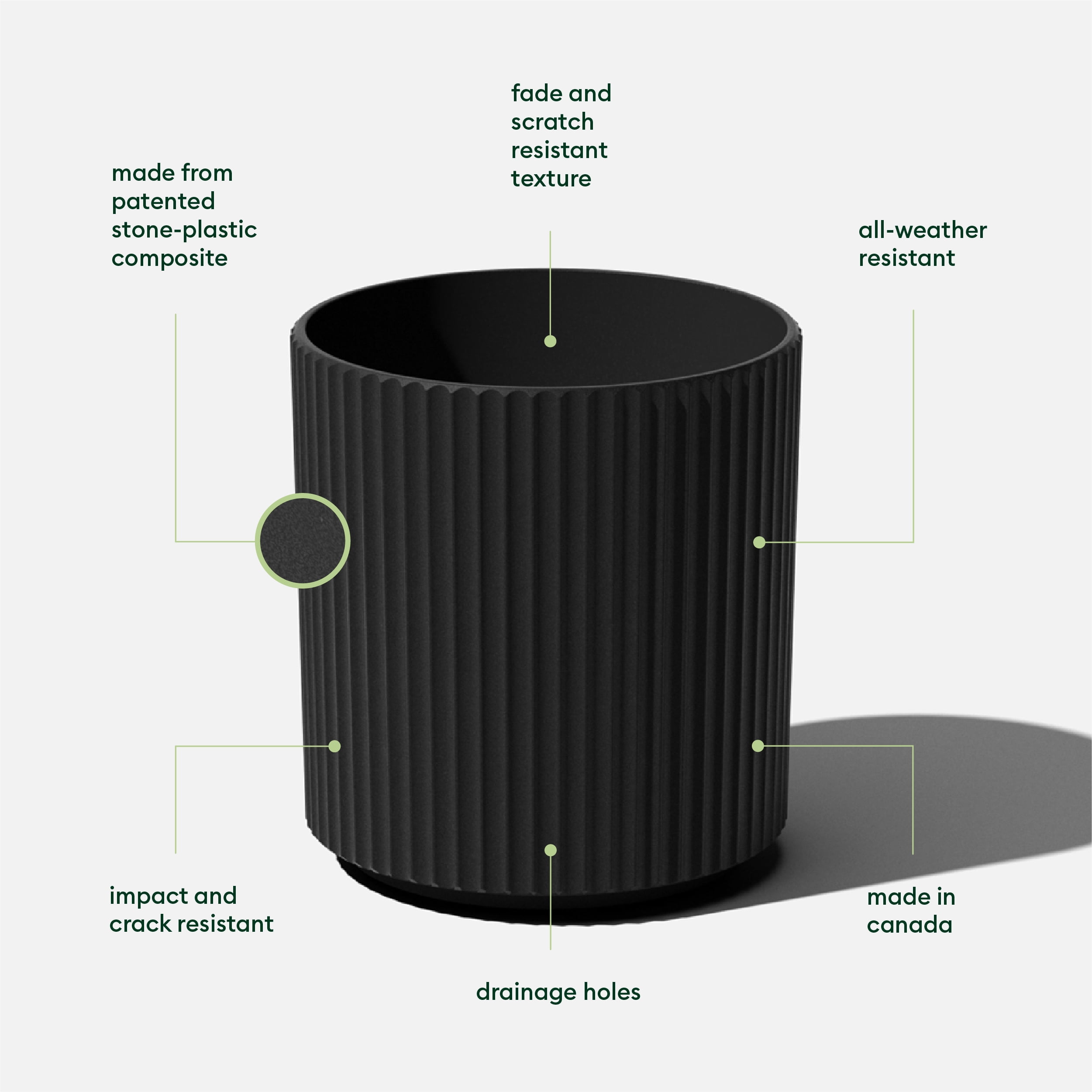 Sunside by Veradek Ripple 16' Planter Black