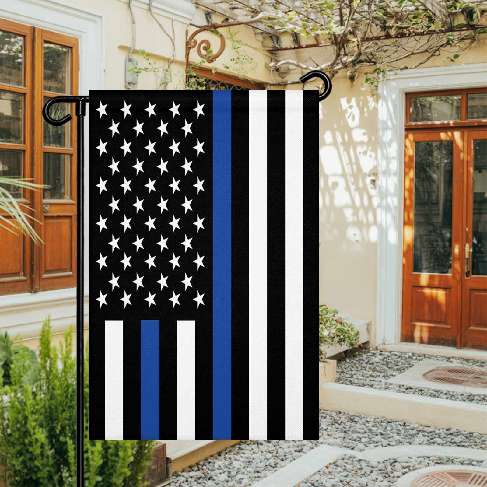 4th of July Garden Flags Blue Line USA Flag Garden Flag Double Sided Welcome Flag Men And Women's Law Enforcement Independence Day Yard Flags for Outdoor Lawn Porch Memorial Day Decor 28x40 Inch