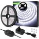 thumbnail image 1 of FlkwoH 5M Tira LED 1200LM Blanco Frío Regulable, 12V 6000K 300LEDs 2835, Tira LED Autoadhesiva con Dimmer, Conectores+Transformador, Iluminación Interior para Muebles, Escaleras, Dormitorio, Cocina, 1 of 5