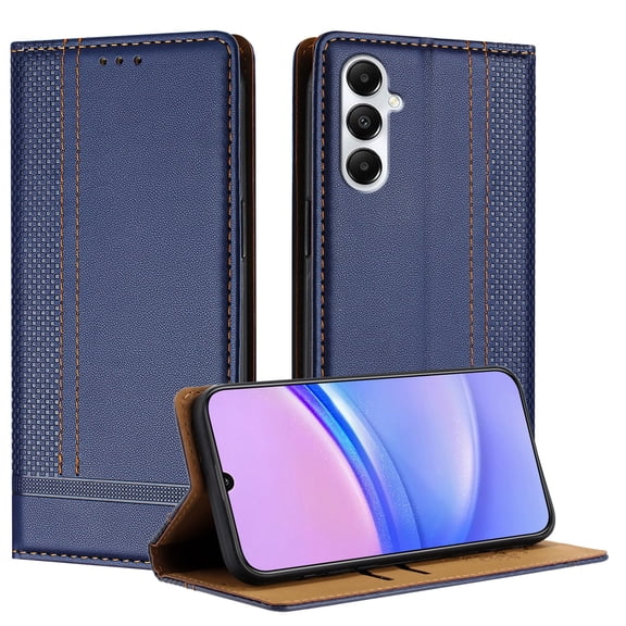 for Samsung Galaxy A34 5G Slim Case with Card Holder, Premium PU Leather Wallet Case with Flip Card Slots Kickstand & Magnetic Closure for Samsung Galaxy A34 5G, Blue