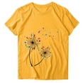 thumbnail image 5 of Fvwitlyh Robe T-Shirt Femmes Manches 3/4 Col Rond Imprimé Floral Pétale Chemises Haut Décontracté Ample Confortable Tee Blouse Jaune, TTTG, 5 of 5