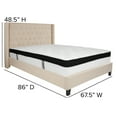 thumbnail image 4 of Flash Furniture Riverdale Queen Size Tufted Upholstered Platform Bed in Beige Fabric with Memory Foam Mattress, 4 of 5