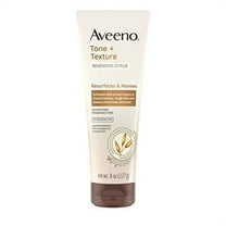 Aveeno Tone   Texture Renewing Body Scrub, Exfoliating Body Wash to Reveal Smoother Skin and a More Even Skin Tone, Prebiotic Oat Formula for Sensitive Skin, Fragrance-Free, 8 oz