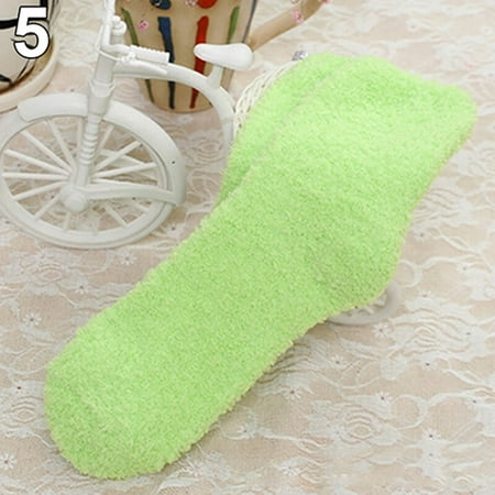 

JHDONG Women Girl Winter Warm Thicken Coral Fleece Fluffy Solid Color Sleep Bed Socks