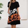 thumbnail image 2 of Ready To Race White And Orange Dress Fashion Beach Short Sleeve Dresses Female Party Printed Sundress, 2 of 7